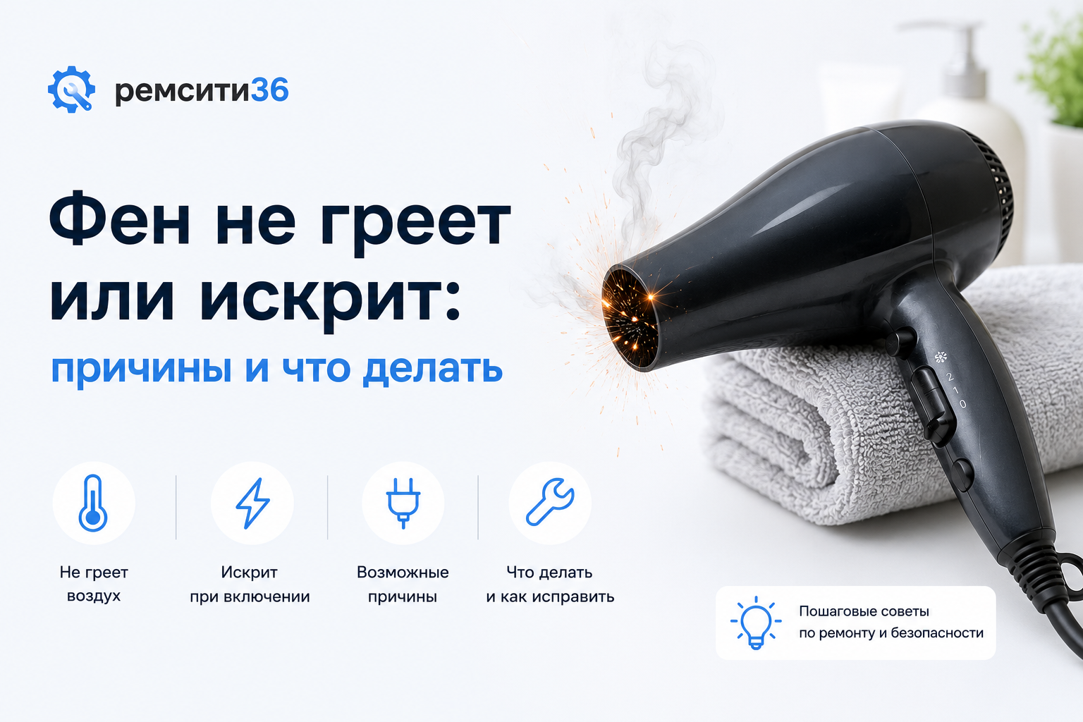 Фен не греет или искрит: причины и что делать