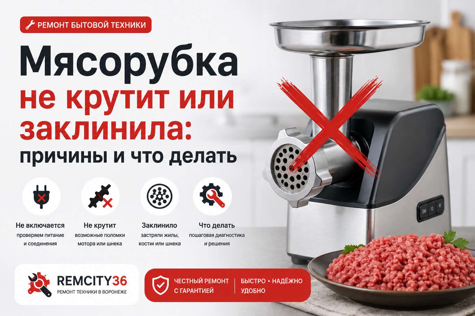 Мясорубка не крутит или заклинила: причины и что делать