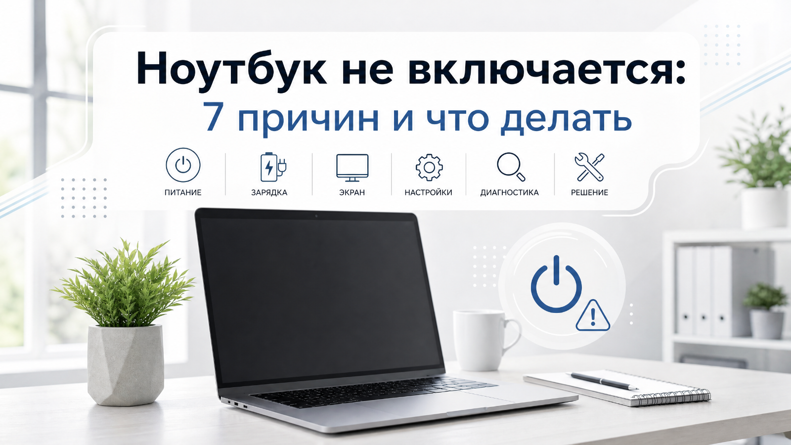Ноутбук не включается: 7 причин и что делать