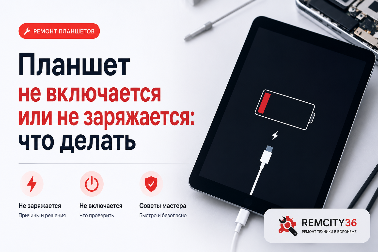 Планшет не включается или не заряжается: что делать