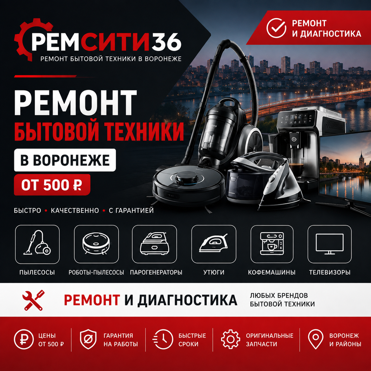 Ремонт бытовой техники в Воронеже: полный список услуг РемСити36