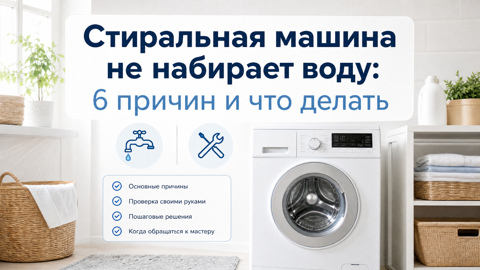 Стиральная машина не набирает воду: 6 причин и что делать