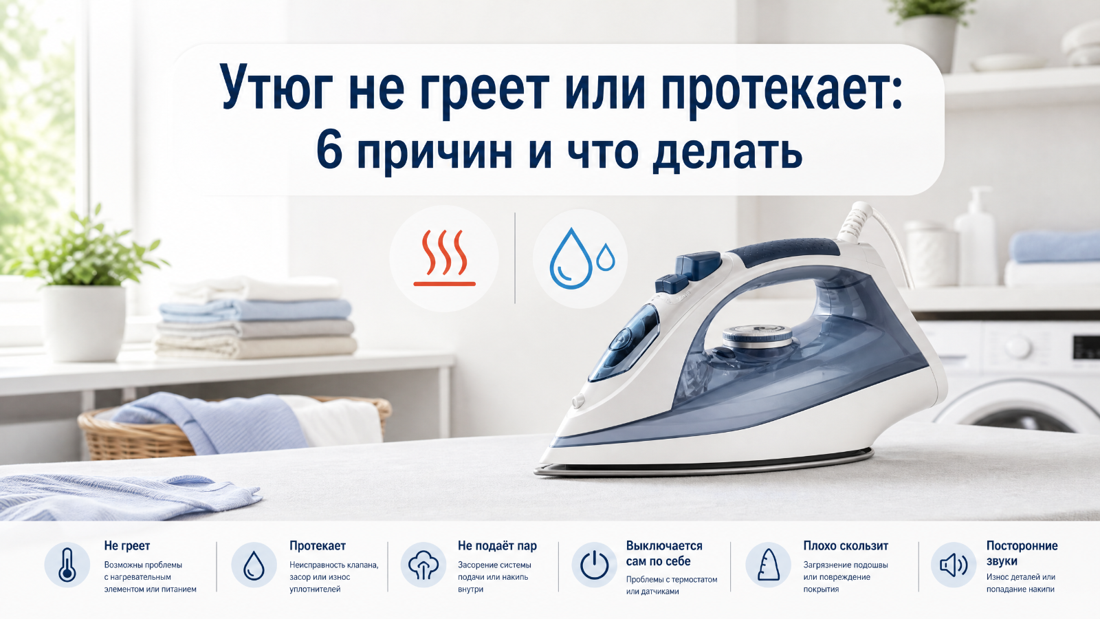 Утюг не греет или протекает: 6 причин и что делать